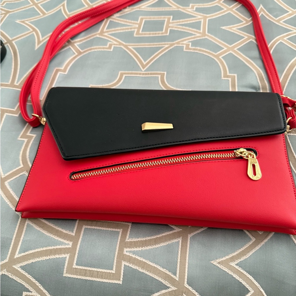 Elegant Red and Black Crossbody Bag